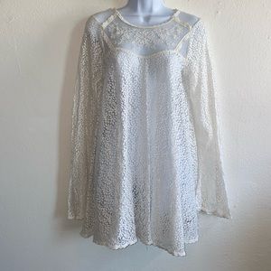 Free People Lace and beaded Tunic, Flowy Bottom With Bell Sleeves.